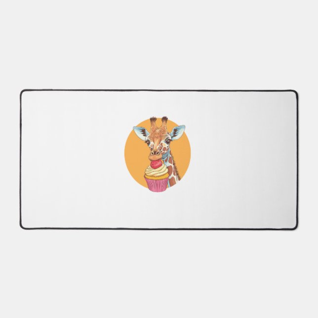 Giraffe With Cupcake   Desk Mat (Front)