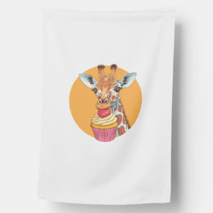 Giraffe With Cupcake House Flag