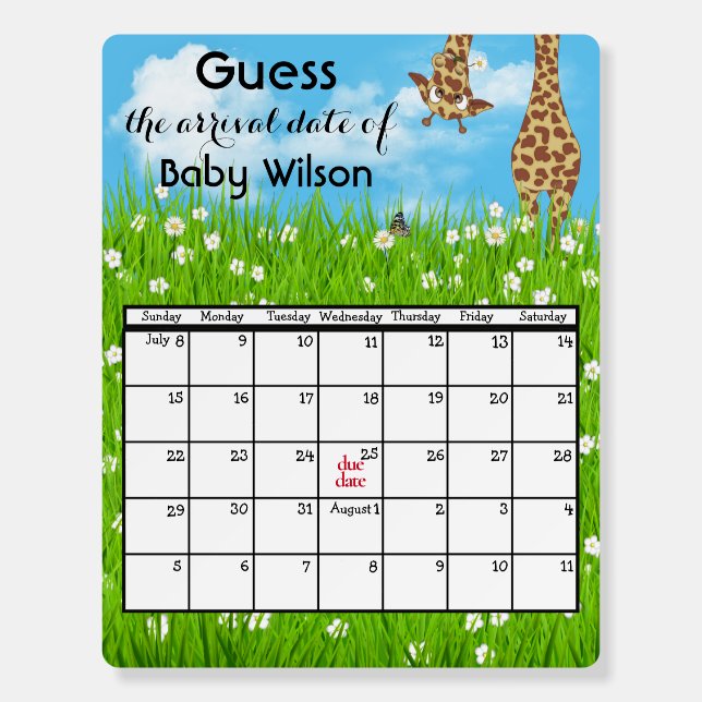 Giraffe with Daisy Baby Shower Foam Board (Front)