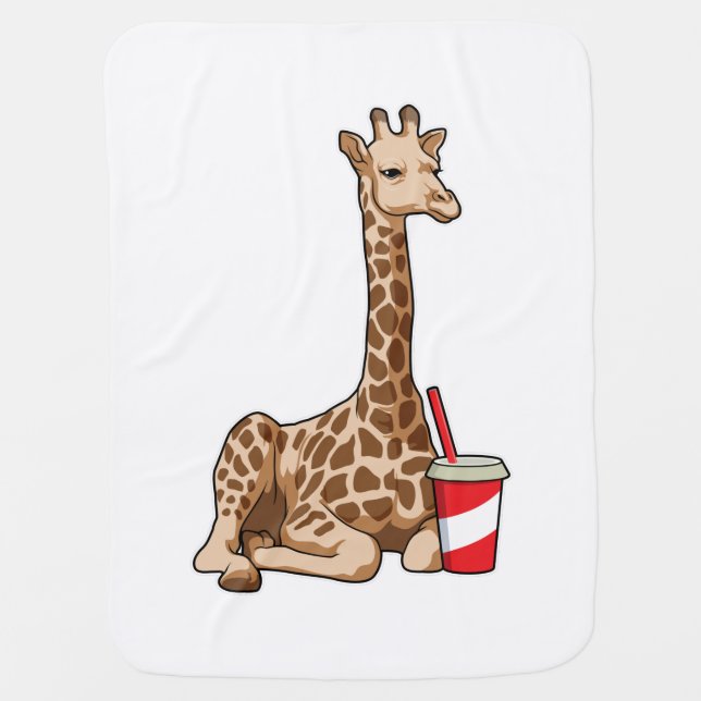 Giraffe with Drink Baby Blanket (Front)
