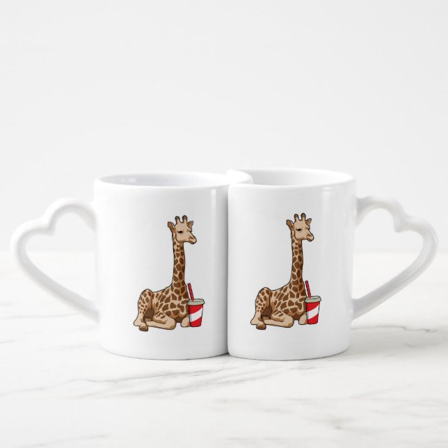 Giraffe with Drink Coffee Mug Set (Front Nesting)