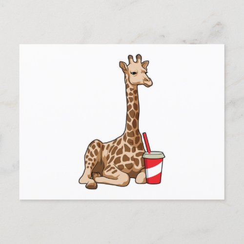 Giraffe with Drink Postcard