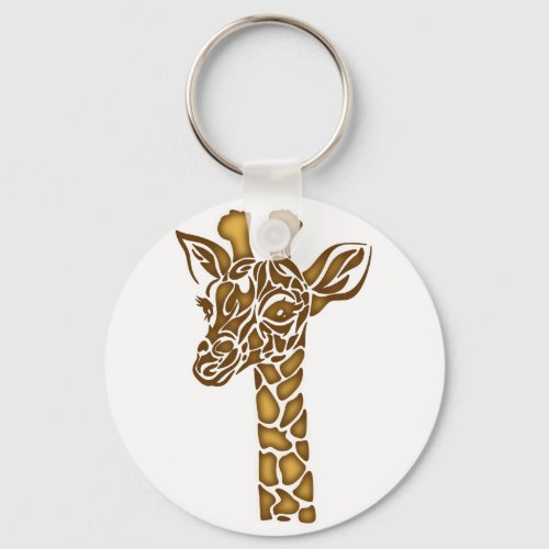 Giraffe with ethnic and tribal ornaments keychain