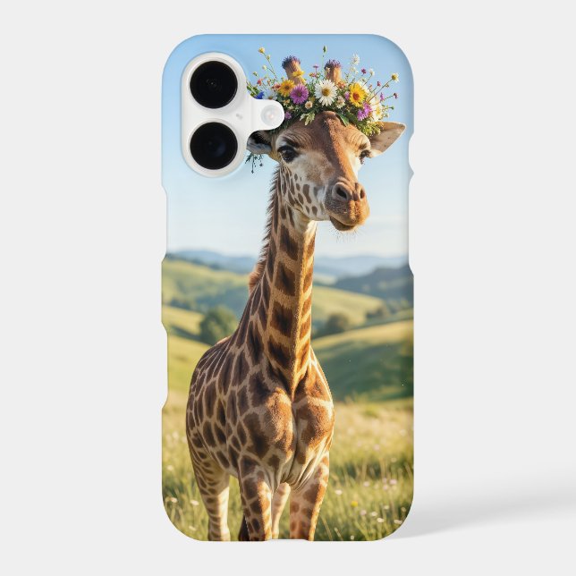 Giraffe with Floral Crown iPhone Case (Back)