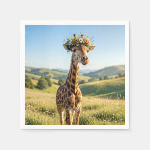 Giraffe with Floral Crown Napkins