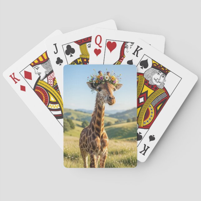Giraffe with Floral Crown Poker Cards (Back)