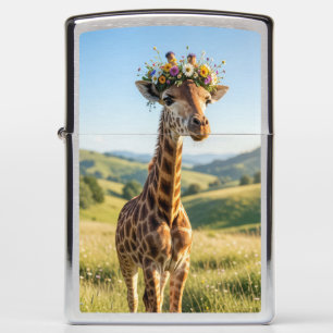 Giraffe with Floral Crown Zippo Lighter