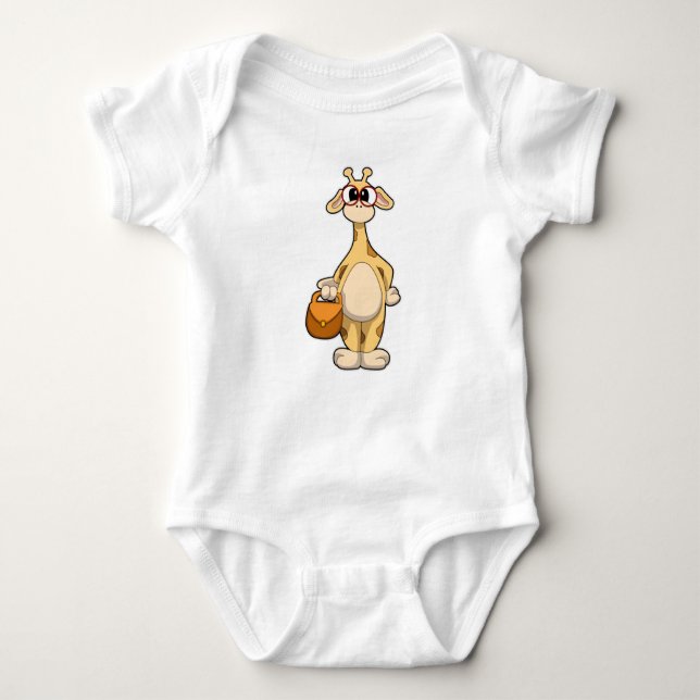 Giraffe with Glasses & Bag Baby Bodysuit (Front)