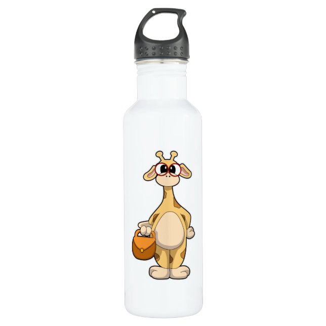 Giraffe with Glasses & Bag Stainless Steel Water Bottle (Front)