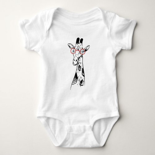 GIRAFFE WITH GLASSES DESIGN BABY BODYSUIT