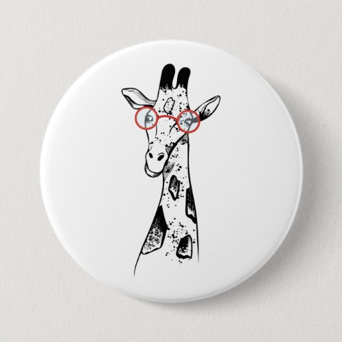 GIRAFFE WITH GLASSES DESIGN BUTTON