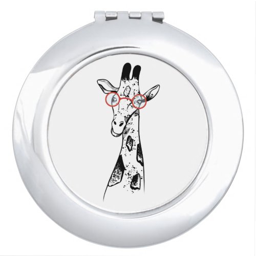 GIRAFFE WITH GLASSES DESIGN COMPACT MIRROR