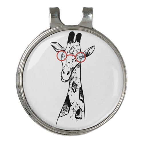 GIRAFFE WITH GLASSES DESIGN GOLF HAT CLIP