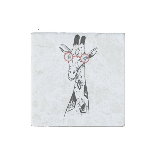 GIRAFFE WITH GLASSES DESIGN STONE MAGNET