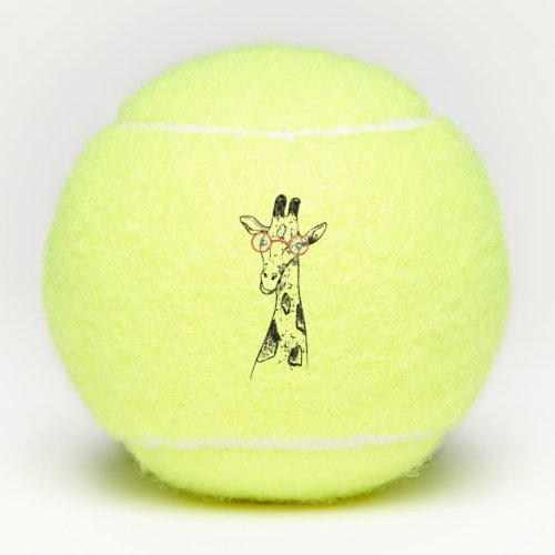 GIRAFFE WITH GLASSES DESIGN TENNIS BALLS