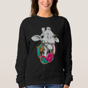 Giraffe with Headphones Wild Animals Sweatshirt