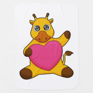 Giraffe with Heart Baby Blanket