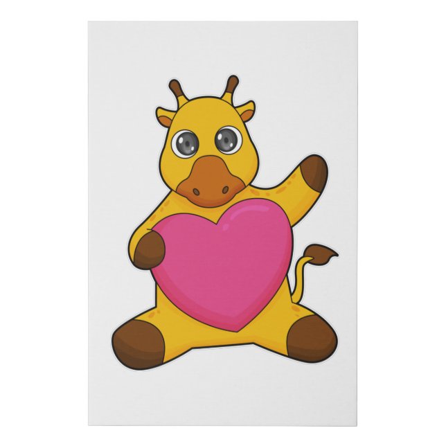 Giraffe with Heart Faux Canvas Print (Front)