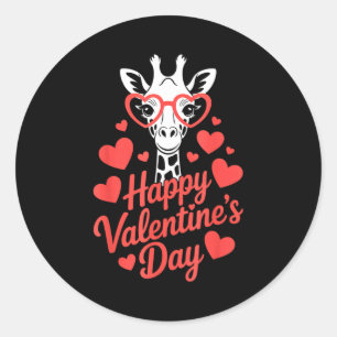 Giraffe With Heart Gles Love Celebration Valentine Classic Round Sticker