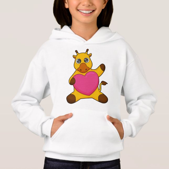 Giraffe with Heart Hoodie (Front)