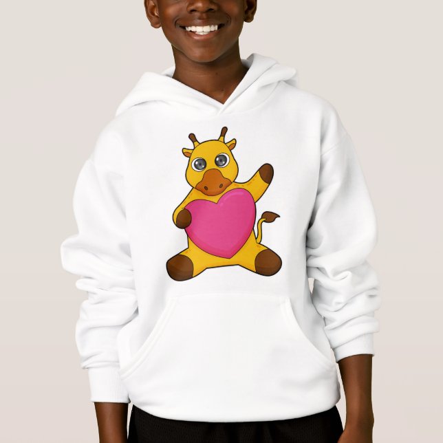 Giraffe with Heart Hoodie (Front)