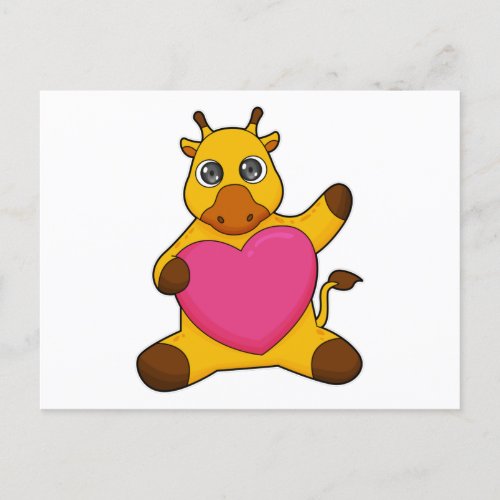 Giraffe with Heart Postcard