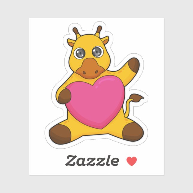Giraffe with Heart Sticker (Sheet)
