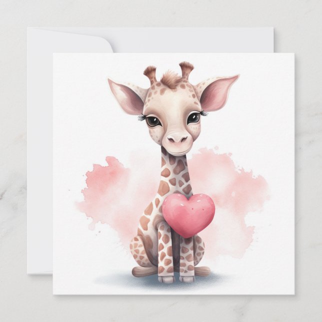 Giraffe with Heart Valentine's Day Card (Front)