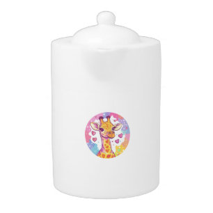 Giraffe With Hearts Adorable Colorful Love Teapot