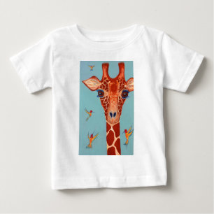 Giraffe with hummingbirds baby T-Shirt