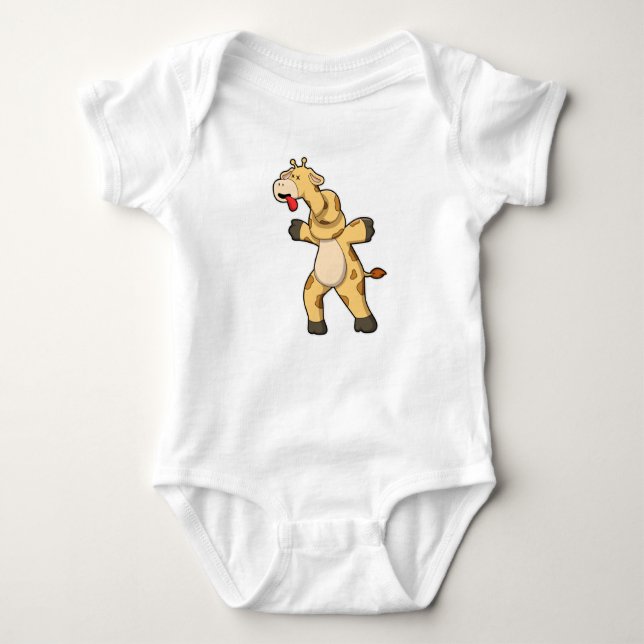 Giraffe with Knot in Neck Baby Bodysuit (Front)