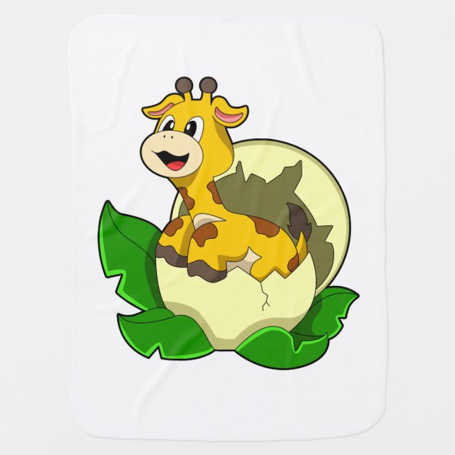 Giraffe with Leaf & Egg Baby Blanket (Front)