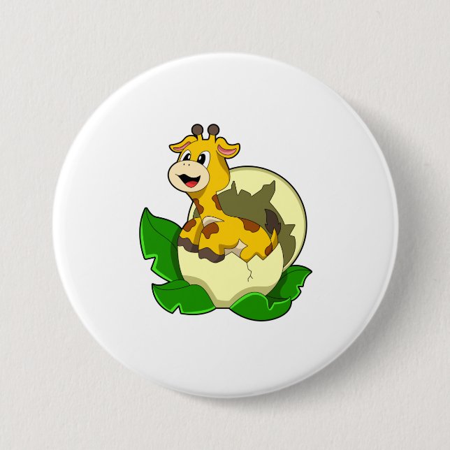 Giraffe with Leaf & Egg Button (Front)