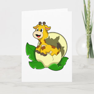 Giraffe with Leaf & Egg Card