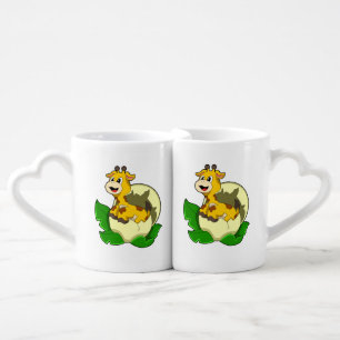 Giraffe with Leaf & Egg Coffee Mug Set