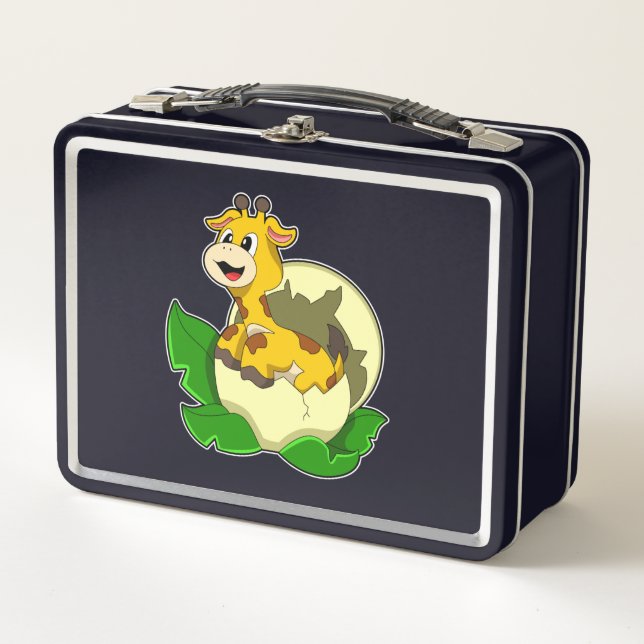 Giraffe with Leaf & Egg Metal Lunch Box (Front)