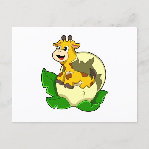 Giraffe with Leaf  Egg Postcard