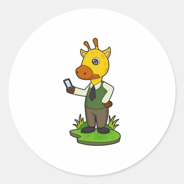 Giraffe with Mobile Classic Round Sticker (Front)
