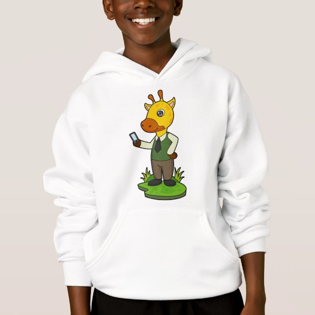 Giraffe with Mobile Hoodie (Front)