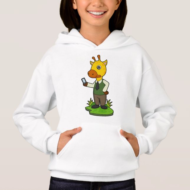Giraffe with Mobile Hoodie (Front)