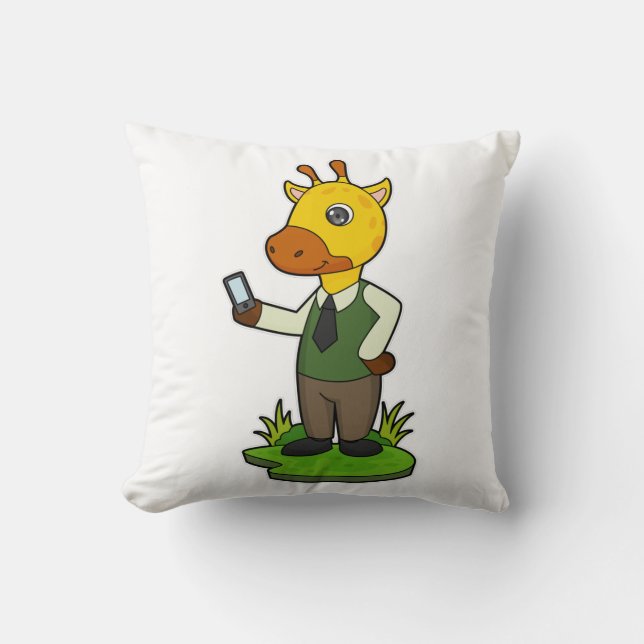 Giraffe with Mobile Throw Pillow (Front)