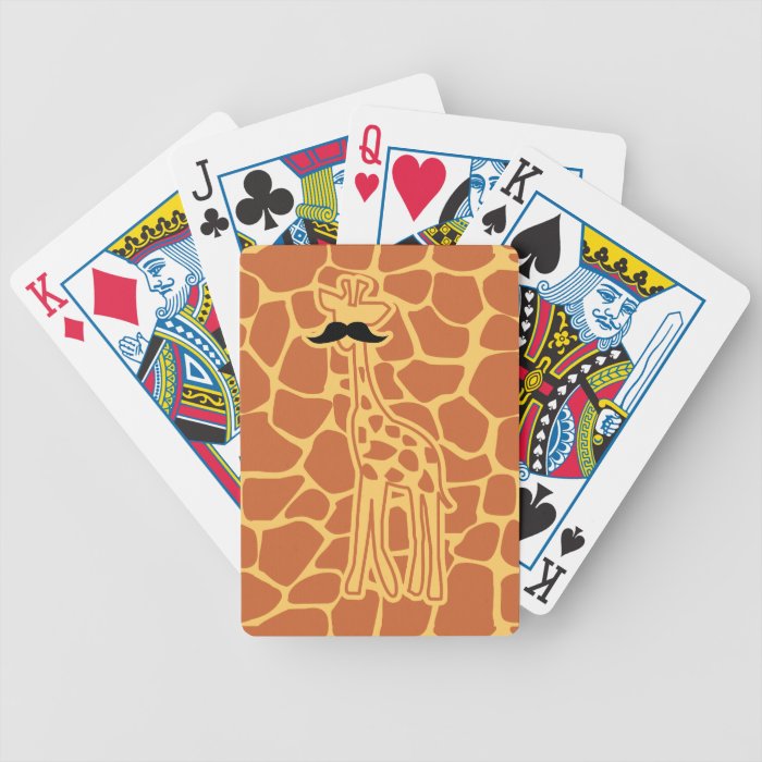 Giraffe with mustache bicycle playing cards