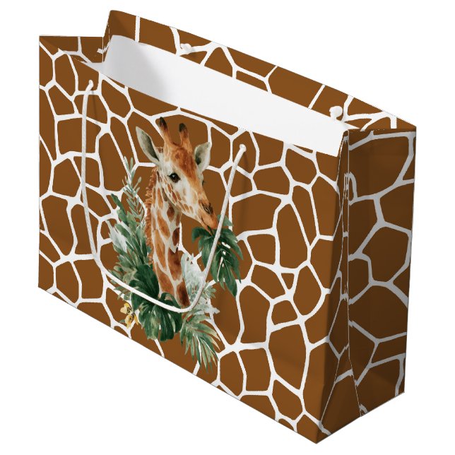 Giraffe With Palms Large Gift Bag (Front Angled)