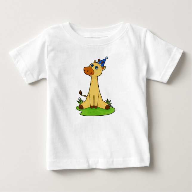 Giraffe with Party hat Baby T-Shirt (Front)
