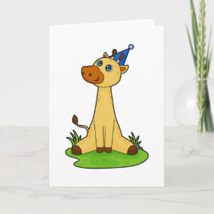 Giraffe with Party hat Card