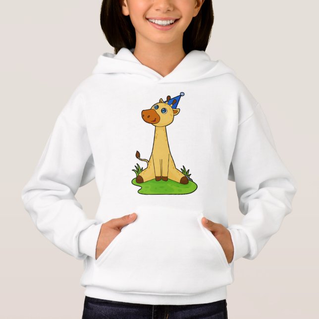 Giraffe with Party hat Hoodie (Front)