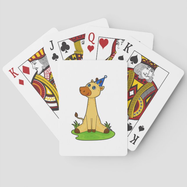 Giraffe with Party hat Poker Cards (Back)