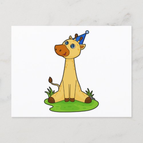 Giraffe with Party hat Postcard