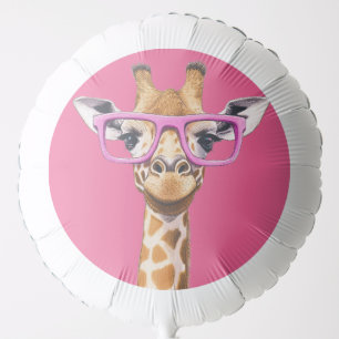 Giraffe with Pink Glasses Balloon