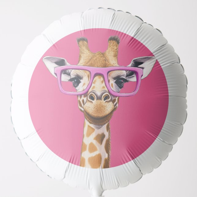 Giraffe with Pink Glasses Balloon (Front)